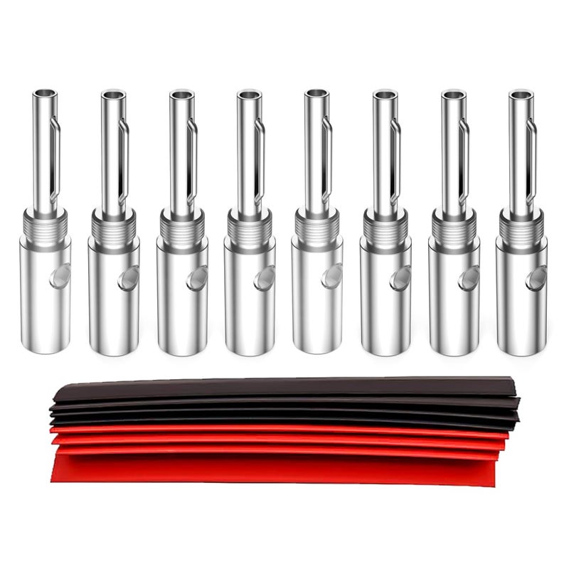 Viborg 8PCS Banana Plugs Silver Plated Screw Locking 4MM HiFi Connectors for Speaker Wire, Wall Plate, Home Theater, Audio/Video Receiver, Amplifiers and Sound Systems - Image 1